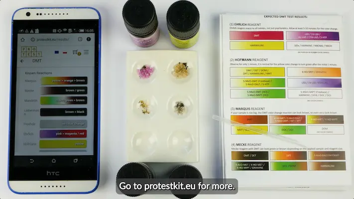 LSD test kit results Marquis reagent tests for MDMA and 2C-B